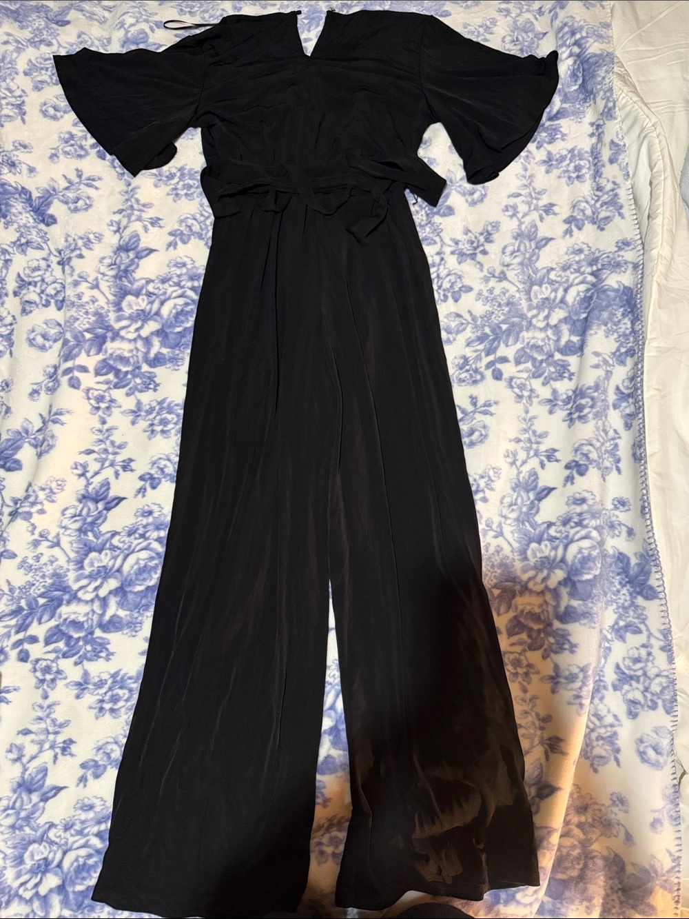 NY Collection Black Wide-Leg Jumpsuit with Tie Waist